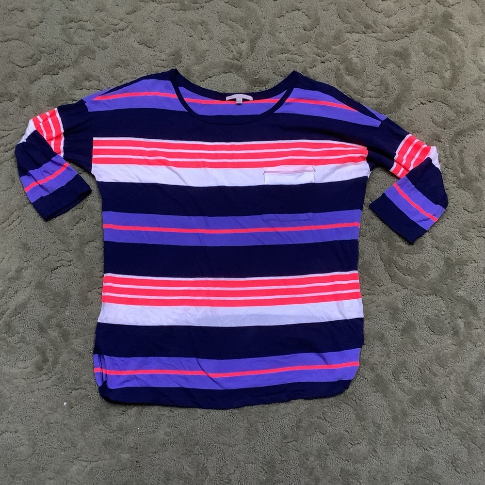 (Bin 6)  GAP 3/4 sleeve soft striped t-shirt-L